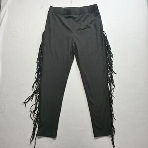 Crazy Train Women's Black Fringe Leggings Size 3XL